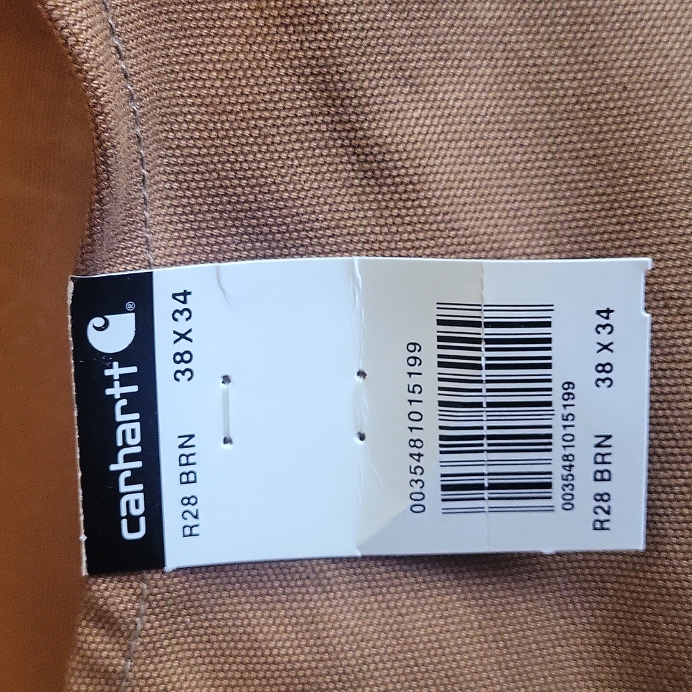 NWT- Carhartt Overalls: Men's R28 BRN Cotton Duck Carpenter Bib Overalls - Picture 5 of 7